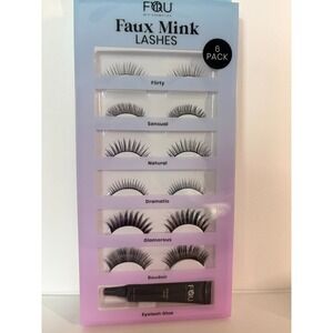 BFY Cosmetics Faux Mink Lashes 6 Pair with Lash Glue NEW NIB SEALED